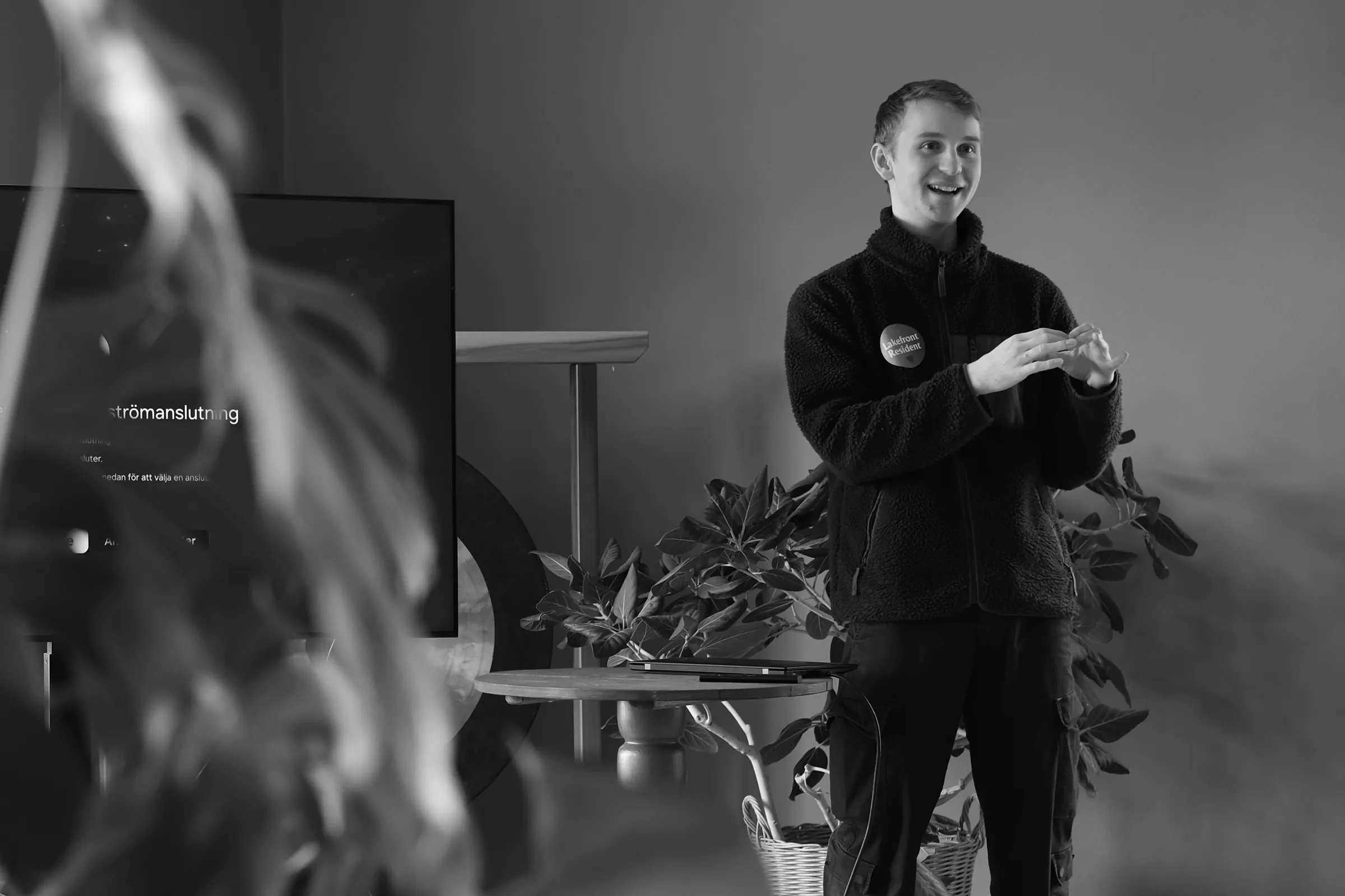 A Lakefront resident speaking to an audience during an event.