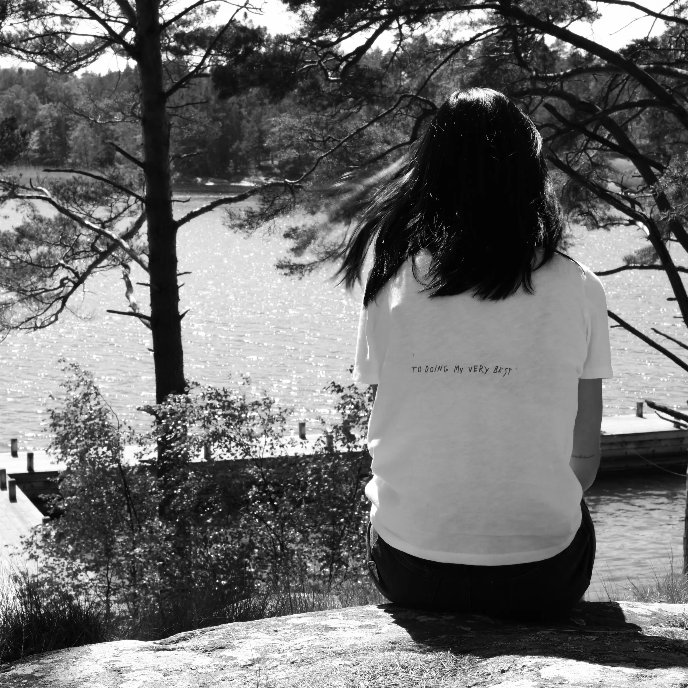A resident relaxing by Drevviken lake.